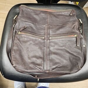 Banana Republic Dark Brown Leather Messenger Bag
